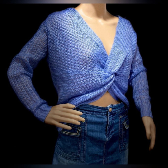 NWT Misguided Pretty loose knit sky blue sweater, size S/M - Picture 1 of 7